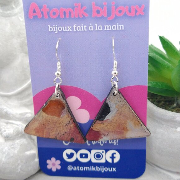 Handmade color mix  polymer clay earrings. Boucles d'oreilles fait à la main. - Picture 1 of 7